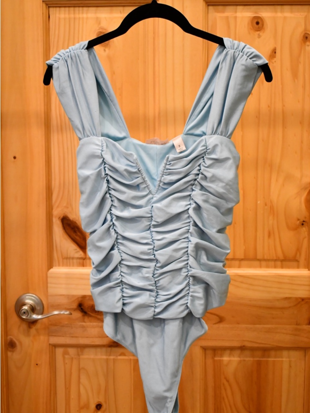 Willow Root Sky Blue Ruched Bodysuit